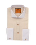 Steven Land Sand Plaid Spread Collar French Cuffs Wrinkle & Shrink Free Cotton Dress Shirt - The Suit Depot