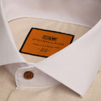 Steven Land Sand Plaid Spread Collar French Cuffs Wrinkle & Shrink Free Cotton Dress Shirt - The Suit Depot
