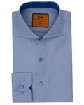 Steven Land Sky Blue Micro Check Regular Fit Cutaway Collar Wrinkle & Shrink Free Cotton Dress Shirt - The Suit Depot