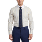 Steven Land Yellow & Blue Striped Club Collar French Cuff Cotton Dress Shirt