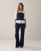 Summum Woman Corset with Rhinestones - Night Blue Denim