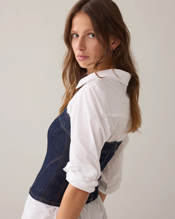 Summum Woman Corset with Rhinestones - Night Blue Denim