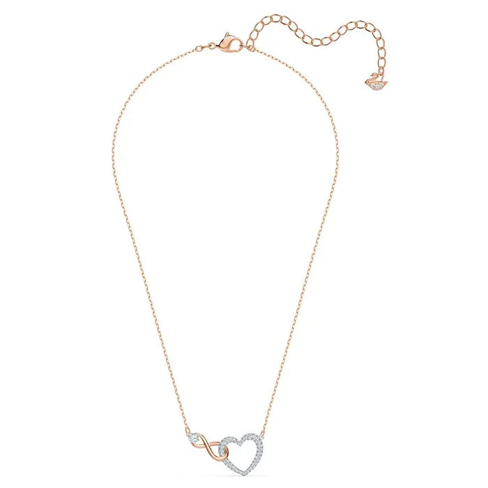 Swarovski Infinity Heart Necklace – White Crystal & Rose Gold - Shoppers-kart.com