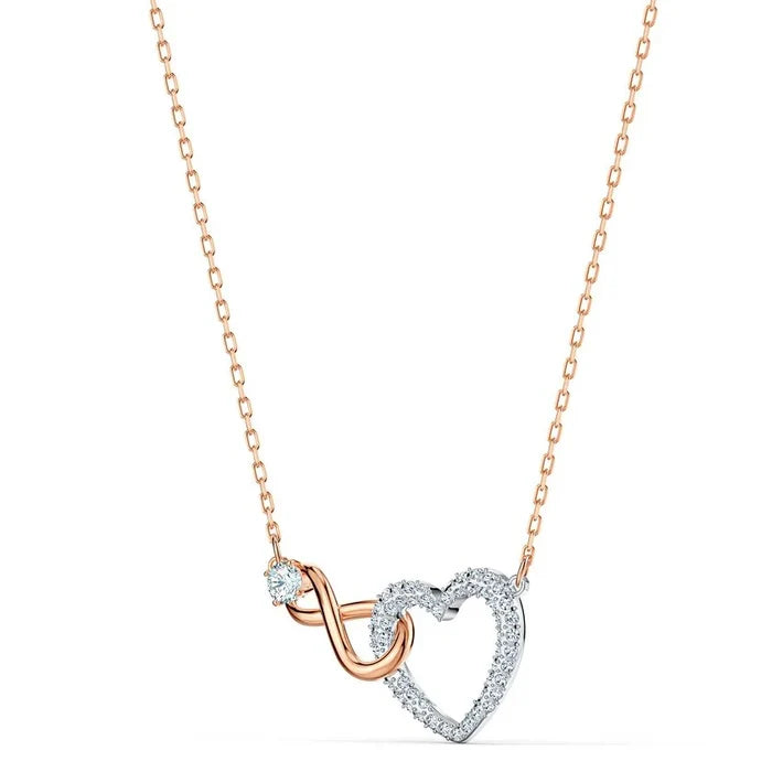 Swarovski Infinity Heart Necklace – White Crystal & Rose Gold - Shoppers-kart.com