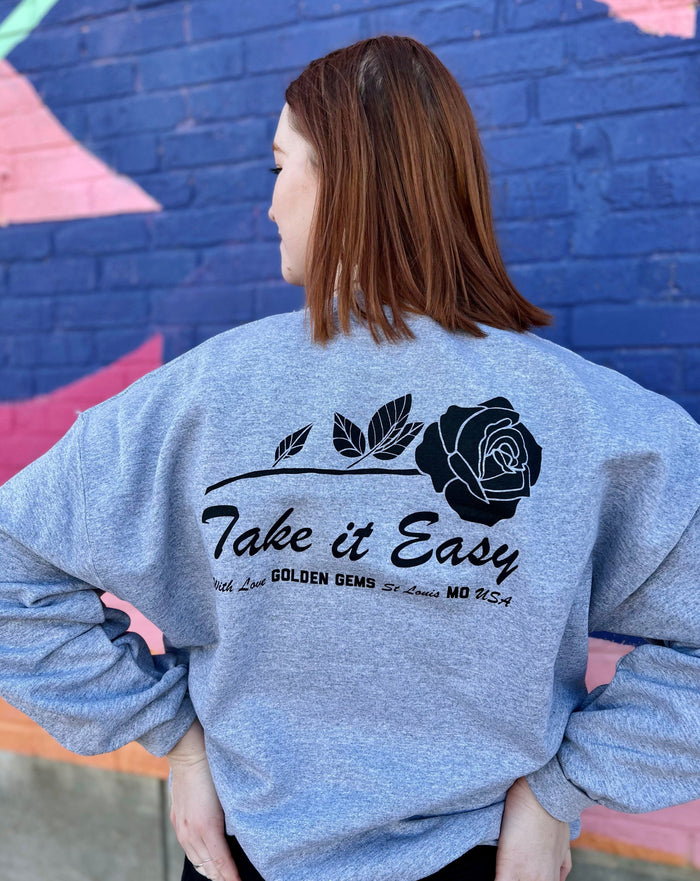 Take It Easy Badge Sweatshirt - Grey