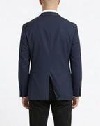 Theory Solid Navy Blue Slim Fit Notch Lapel Wool 2-Button Stretch Blazer