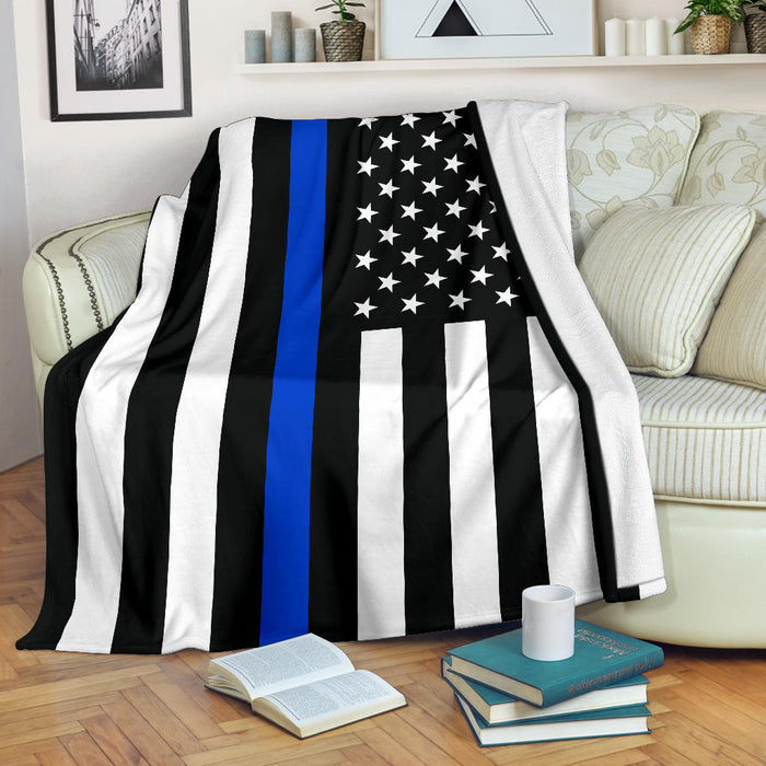 Thin Blue Line Flag Throw Blanket - BC1