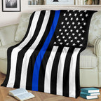 Thin Blue Line Flag Throw Blanket - BC1