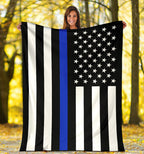Thin Blue Line Flag Throw Blanket - BC1