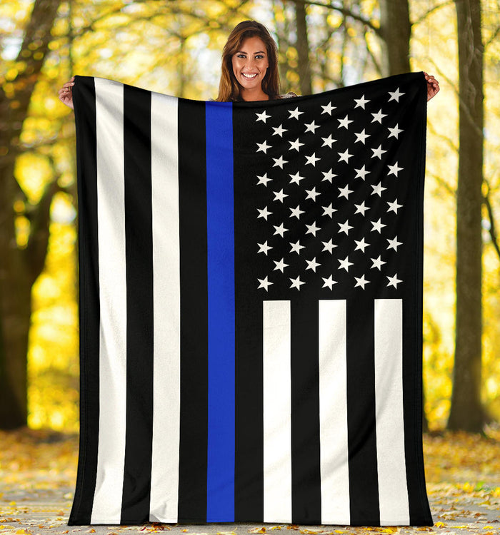 Thin Blue Line Flag Throw Blanket - BC1