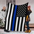 Thin Blue Line Flag Throw Blanket - BC1