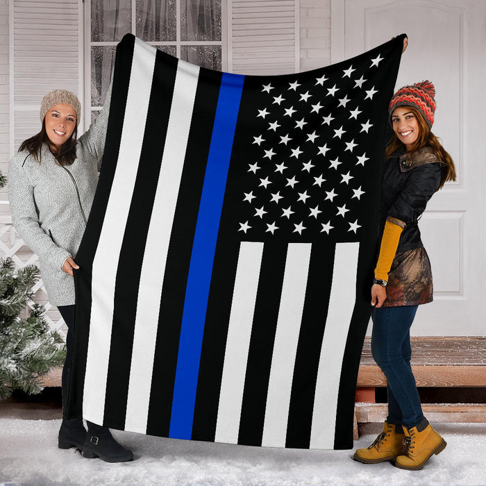 Thin Blue Line Flag Throw Blanket - BC1