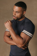 Tipped Fashion Fit T-Shirt in Navy and Stone - TAILORED ATHLETE - USA