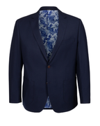 T.O. TR Mens Textured Navy Classic Fit Patch Pockets 2 Button Jacket Blazer