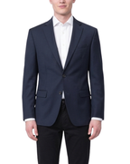 Tommy Hilfiger Solid Navy Blue Classic Fit Notch Lapel Wool 2-Button Blazer