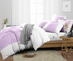 Lilac Contrast Color Bar Duvet Covers