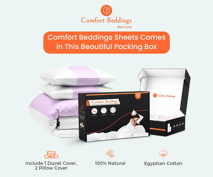 Lilac Contrast Color Bar Duvet Covers
