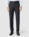 Tovaglia Classic Fit Solid Black Tonal Plaid Wool Dress Pants