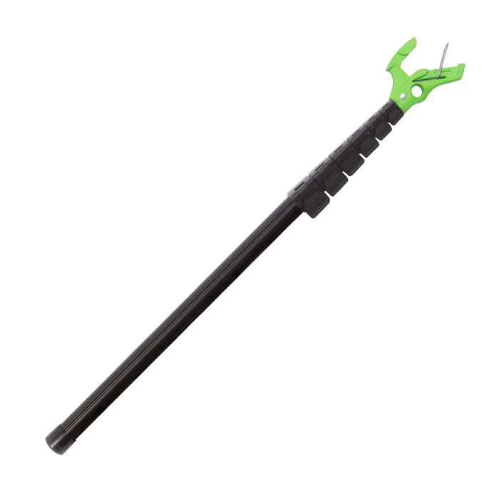 TRANGO Beta Stick Evo, a black collapsible climbing stick with a bright green clip mechanism.