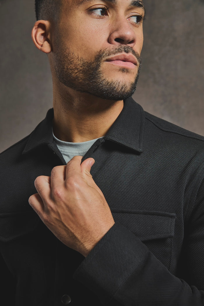 Twill Jersey Overshirt in Black - TAILORED ATHLETE - USA