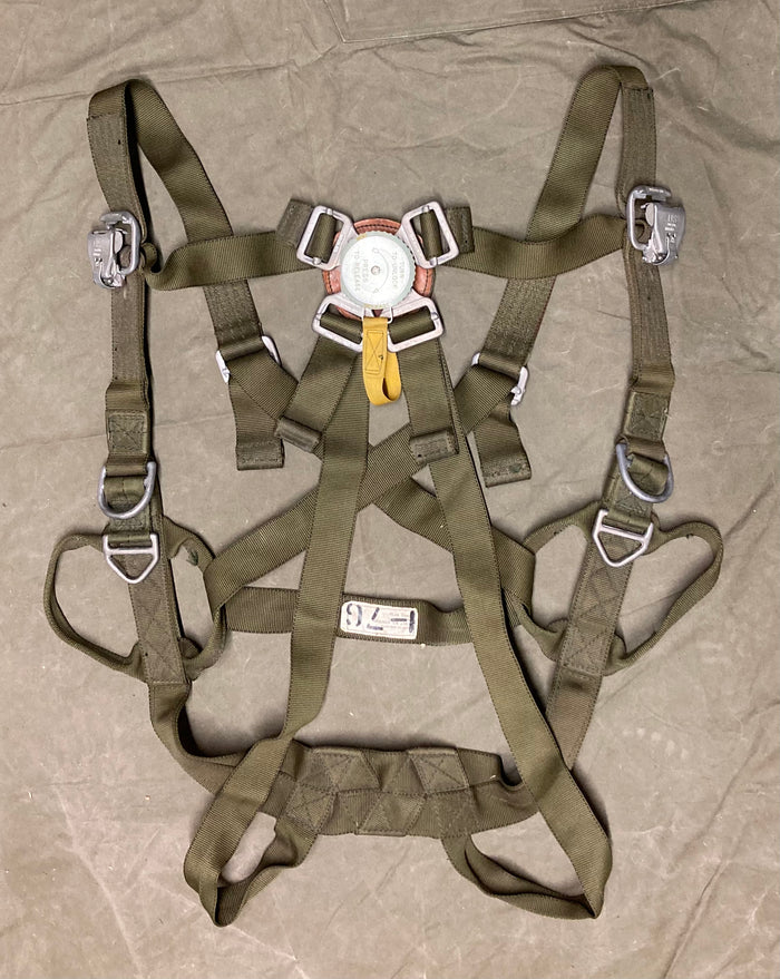 USGI T-10 Parachute Harness – Green Nylon, Chest Quick-Release, Irvin Industries, Collectible Only