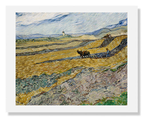 MFA Prints archival replica print of Vincent van Gogh, Enclosed Field with Ploughman from the Museum of Fine Arts, Boston collection.