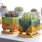 Vintage Oil Painting Square Planters