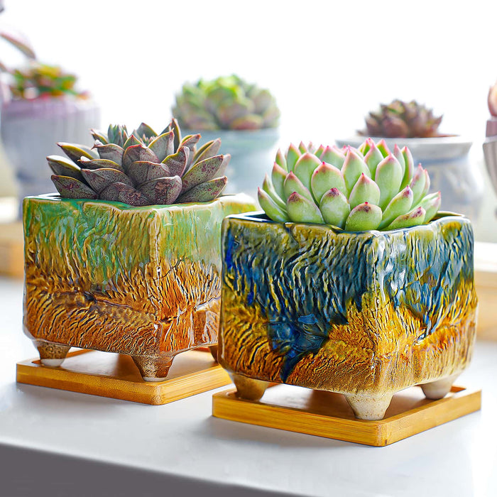 Vintage Oil Painting Square Planters