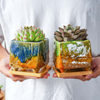 Vintage Oil Painting Square Planters