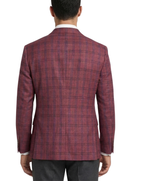 Vitali Plaid Berry Modern Fit Notch Lapel 2-Button Blazer Sport Coat