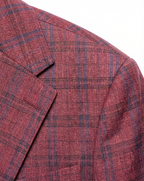 Vitali Plaid Berry Modern Fit Notch Lapel 2-Button Blazer Sport Coat