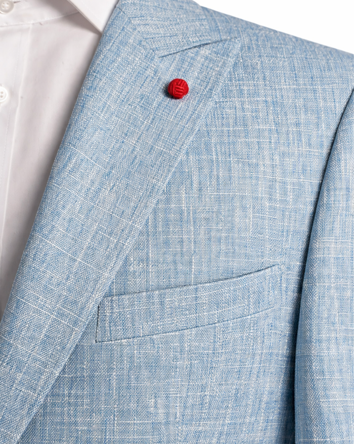 Vitali Textured Sky Blue Modern Fit Peak Lapel 2-Button Sport Coat