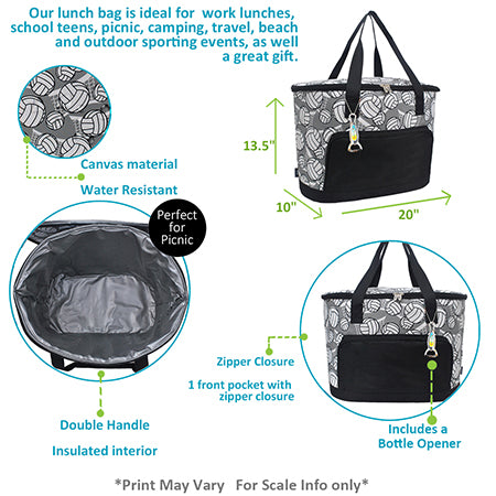 volleyball insulated cooler, volleyball snack bag, volleyball print lunch cooler, volleyball cooler tote bag, compact volleyball cooler, volleyball team lunch bag, volleyball cooler for drinks, volleyball player lunch tote, NGIL volleyball insulated cooler, volleyball event snack carrier,