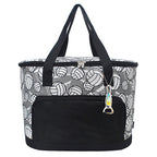 volleyball soft cooler, volleyball cooler tote for girls, black volleyball print lunch bag, volleyball lunch box cooler, volleyball event cooler bag, volleyball drink cooler, volleyball picnic tote bag, volleyball insulated carryall, cute cooler bag for volleyball fans.