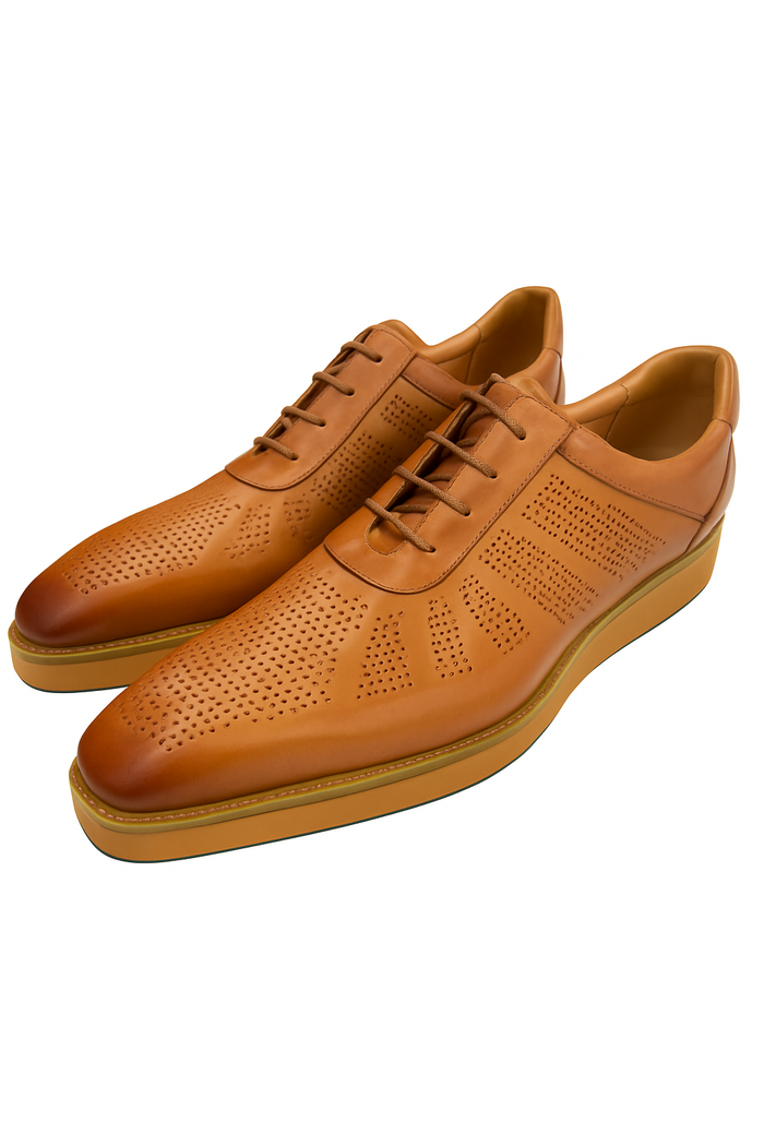 VQ Signature Lorenzo Mens Tan Lace-Up Leather Casual Shoes