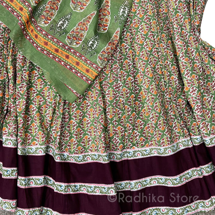 Vrindas Garden- Cotton Screen Print- With Chadar - S-M-L