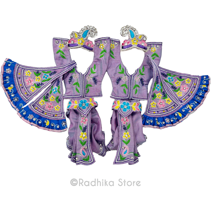 Vrindavan Flower Groves - Muted Lavender - Silk - Gaura Nitai Deity Outfit