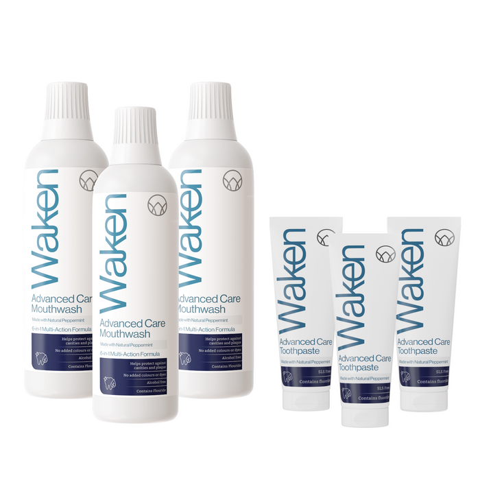 Waken Advanced Care Saver Pack, 3-month mouthwash and toothpaste bundle