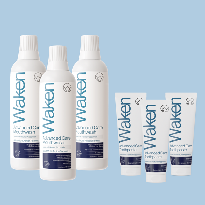 Waken Advanced Care Saver Pack, 3-month mouthwash and toothpaste bundle