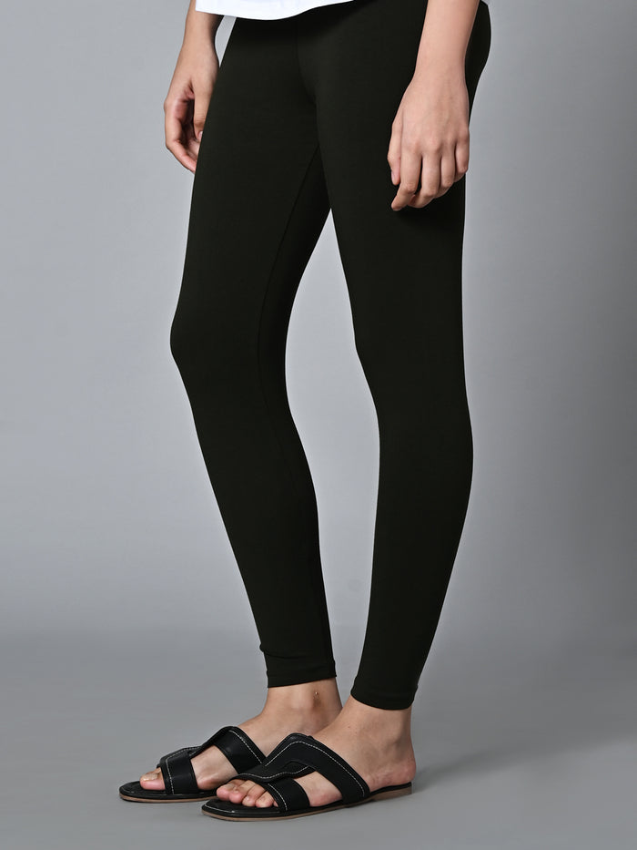 Women's Cotton Elastane Slim Fit Knit Tights Green