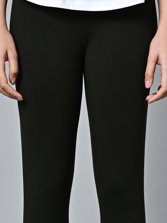 Women's Cotton Elastane Slim Fit Knit Tights Green