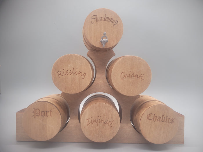 Wooden Barrel Display Stand 6 Tier - Large Assorted Wines