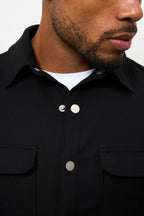 Woven Popper Overshirt in Black - TAILORED ATHLETE - USA