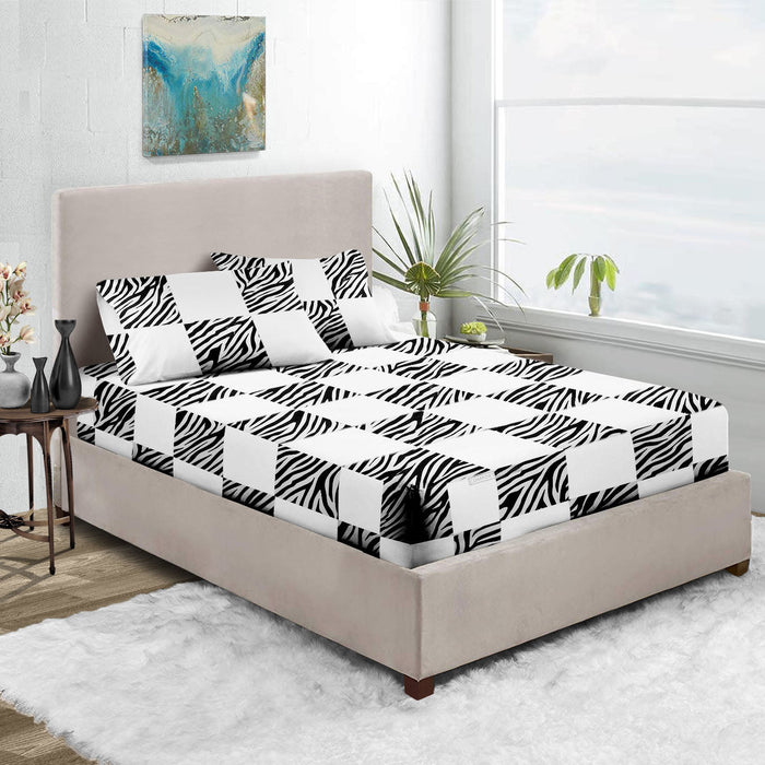 Zebra Print - White Chex Fitted Sheets
